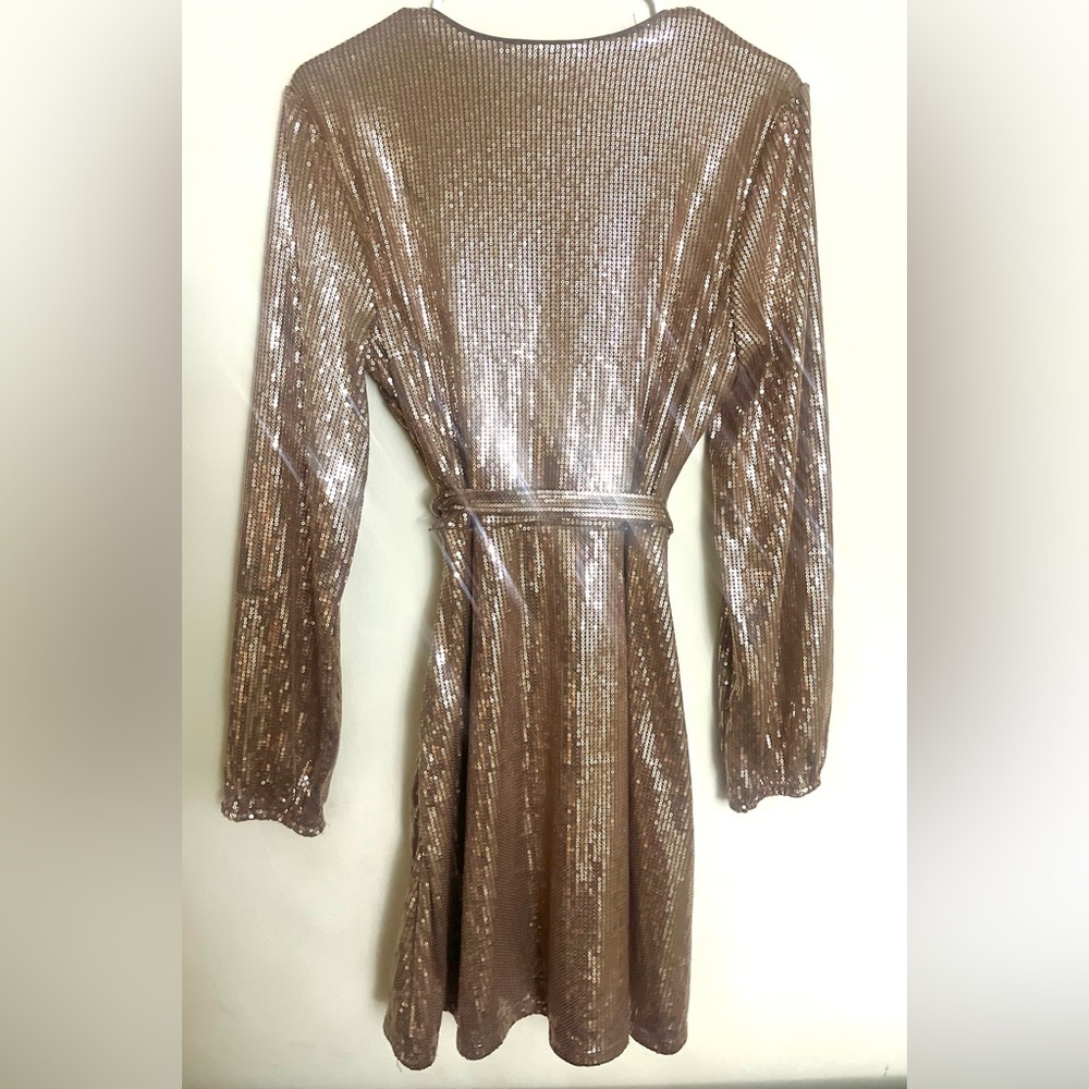 Nine West Shimmering Gold Long Sleeve Dress - Picture 4 of 9